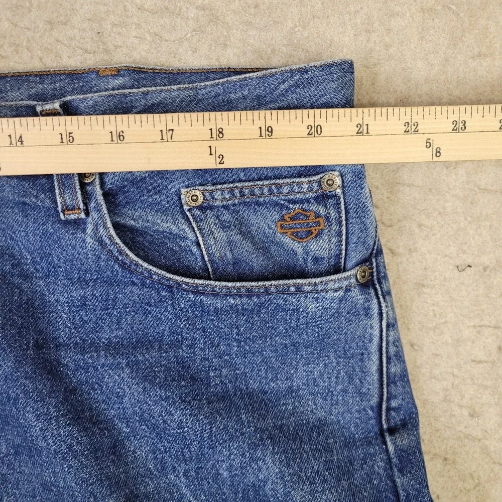Harley Davidson Jeans Mens 40x30 Blue Denim Relaxed Fit Biker Denim Rider